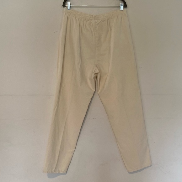 π2/$20 Vintage St. Michael Plus Sz 16 Cotton Pull On Ivory Pleated Trousers - Picture 3 of 6